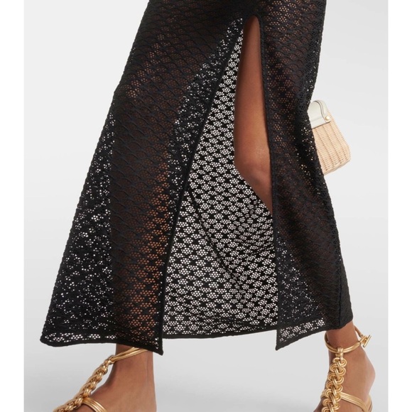 NWT GANNI Sheer Lace V-Neck Gold Butterfly Logo Clasp Sleeveless Maxi Dress L - Picture 6 of 13